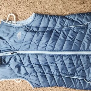 The North Face Light Blue Fleece Vest Reversable M Med Women